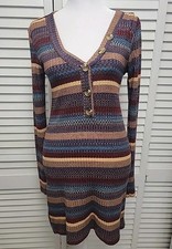 Urban Outfitters Striped Henley Bodycon Mini Dress Red/Blue Multi SZ M UO Ribbed