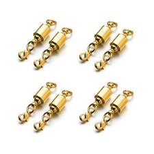 Screw Locking Magnetic Jewelry Clasps Easy On 8pcs Gold 6mm for Necklaces