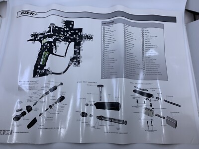 NEW Planet Eclipse ETEK Paintball Marker Parts List Poster - Tech Breakdown Mat 