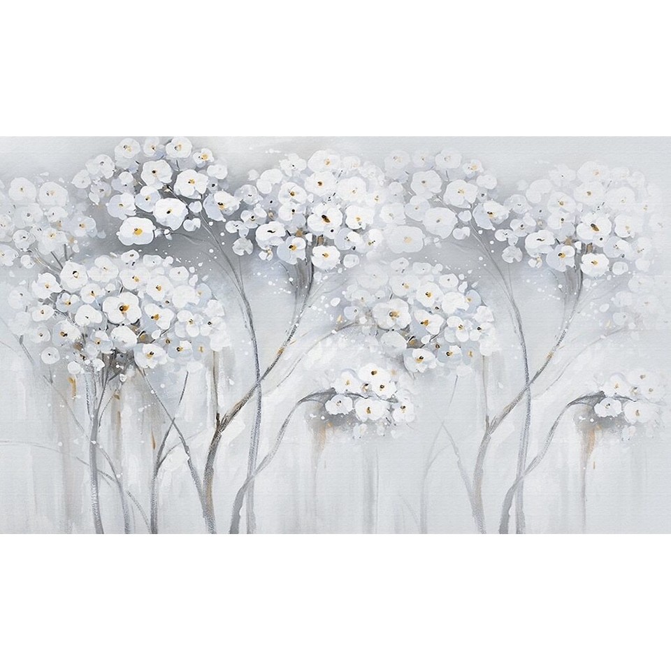 White Flower Watercolor Paint Wallpaper OffWhite H75" x W112" eBay