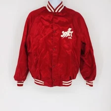 Vintage Jolt Cola Red Satin 100% Nylon Bomber Jacket WestArt Lined Size XL 