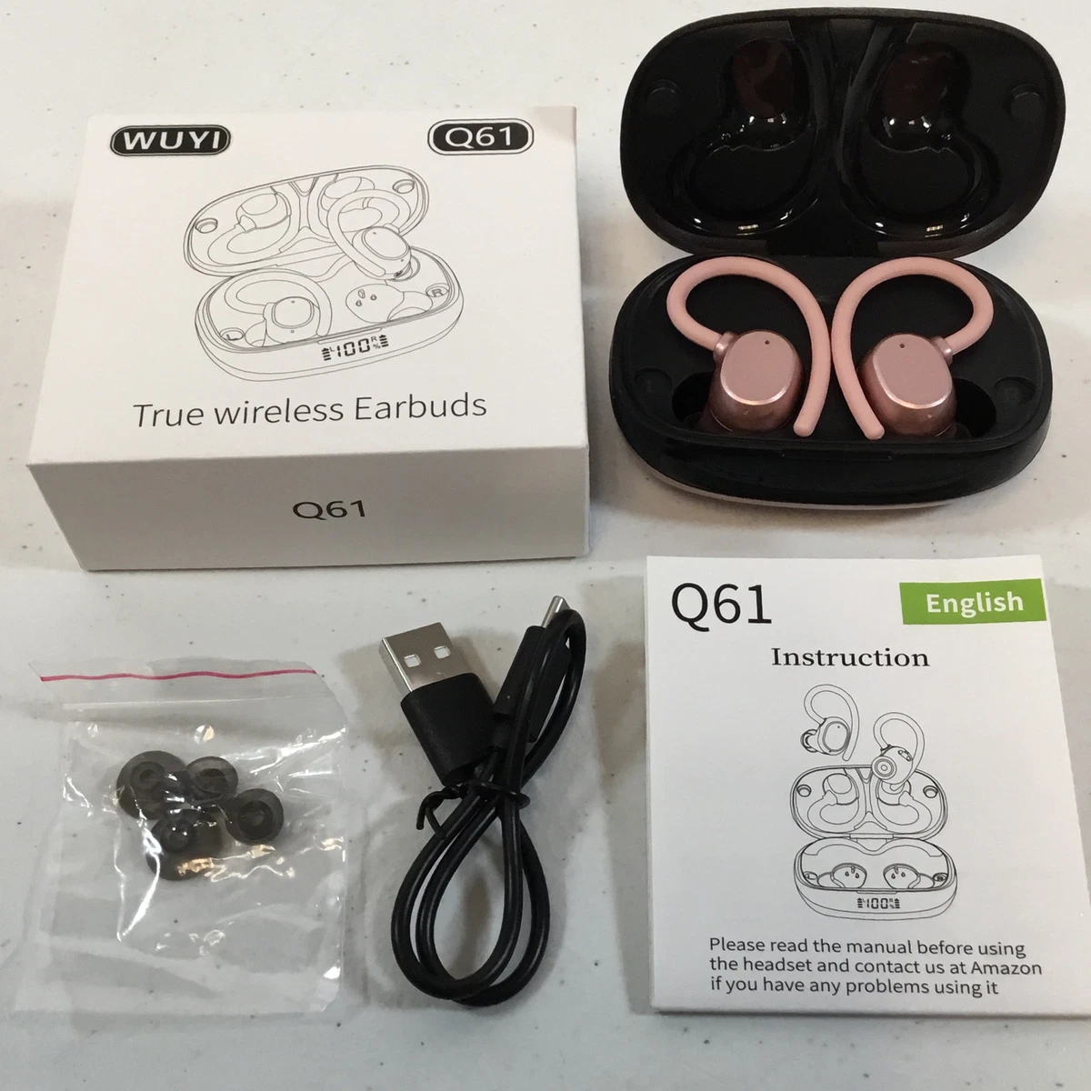Wuyi Q61 Rose Gold Noise Cancelling True Wireless Bluetooth