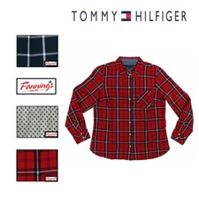 Tommy Hilfiger Women's Button Down Shirt Long Sleeve Convertible Sleeve C31