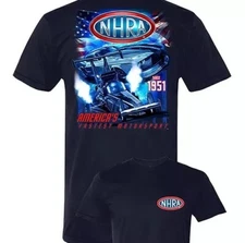 NHRA, America's Fastest Motorsport Since 1951 (105) 100% Cotton Black T-Shirt.