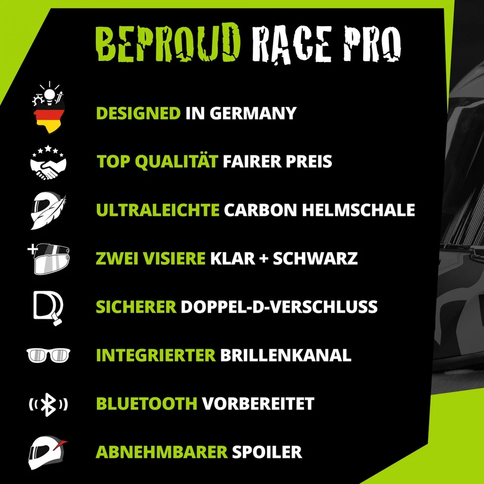 Broken Head Integralhelm BeProud Race Pro Carbon Rot + Schwarzes Visier - Bild 4 von 4