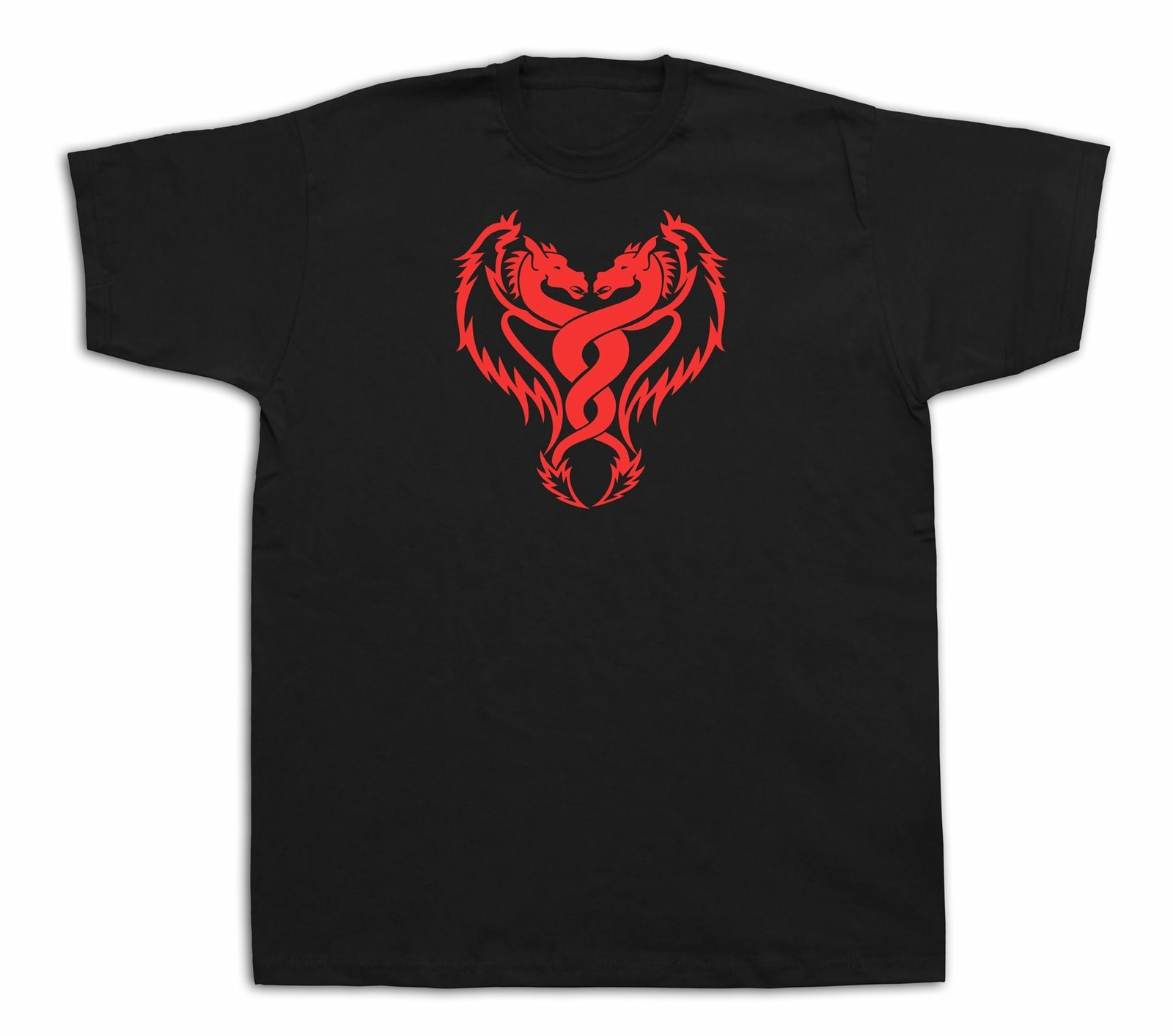 Red tattoo dragon scary monster funny cartoon sketch T shirt gift tee