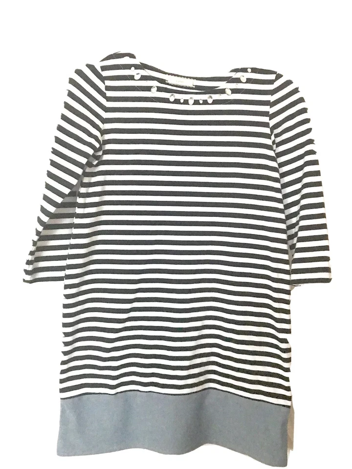 Niñas Algodón Jersey Rayas Hasta la Rodilla Joyería Decoración Vestido Talla 16 XL Foto 3 de 4