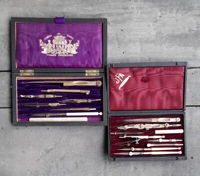 2 SETS BEING SOLD TOGETHER Antique Geometry Set-Compass Set,Price shown for both