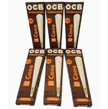 OCB Virgin Unbleached Cone 1 1/4 Size 6 x 6 Cones, Free Shipping