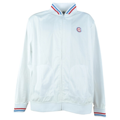 MLB Red Jacket Chicago Cubs Sweater Zipper Men Adults Vintage Size Large White