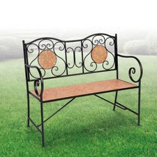 Mosaik Bank Gartenbank Parkbank Sitzbank Keramik Gartenmöbel Eisenbank