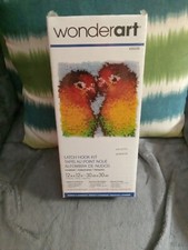 Wonderart "Lovebirds" Latch Hook Kit 426209 Mini Rug 12 in x 12 in, Free Ship 