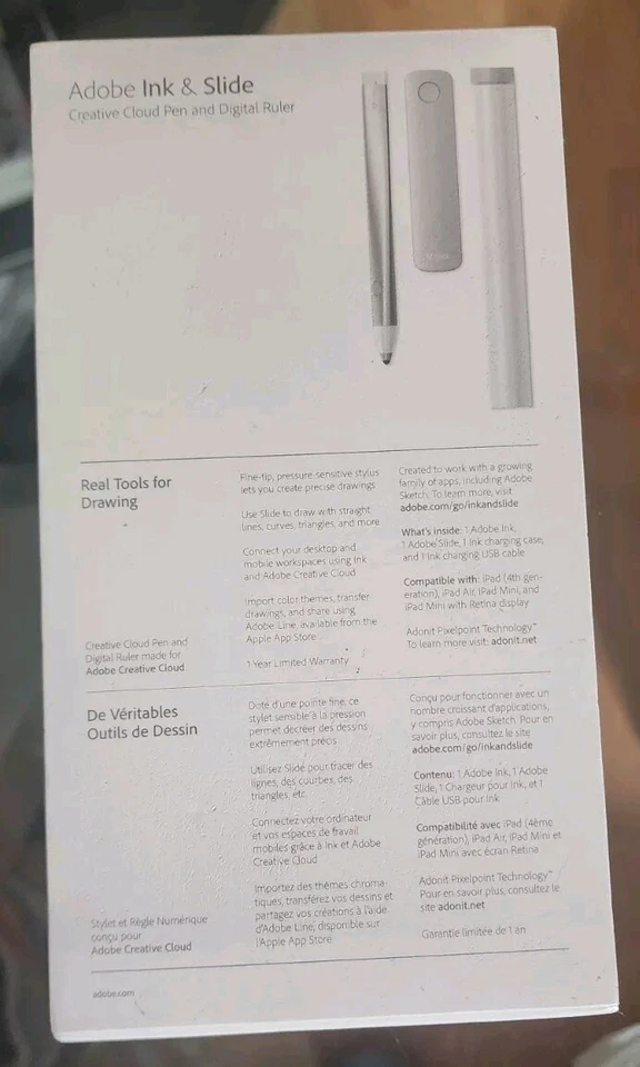 ADOBE Ink & Slide, Creative Cloud Pen & Digital Ruler, New Sealed In Box - Image 2 of 4