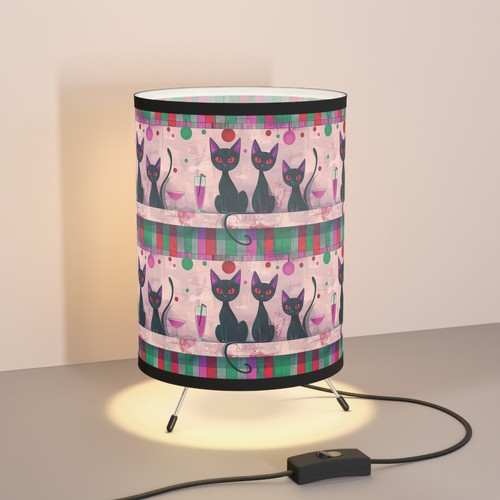 Cat-Themed Tripod Lamp, Home Decor, Black Cats, Living Room Light, Unique Gift - Picture 3 of 7