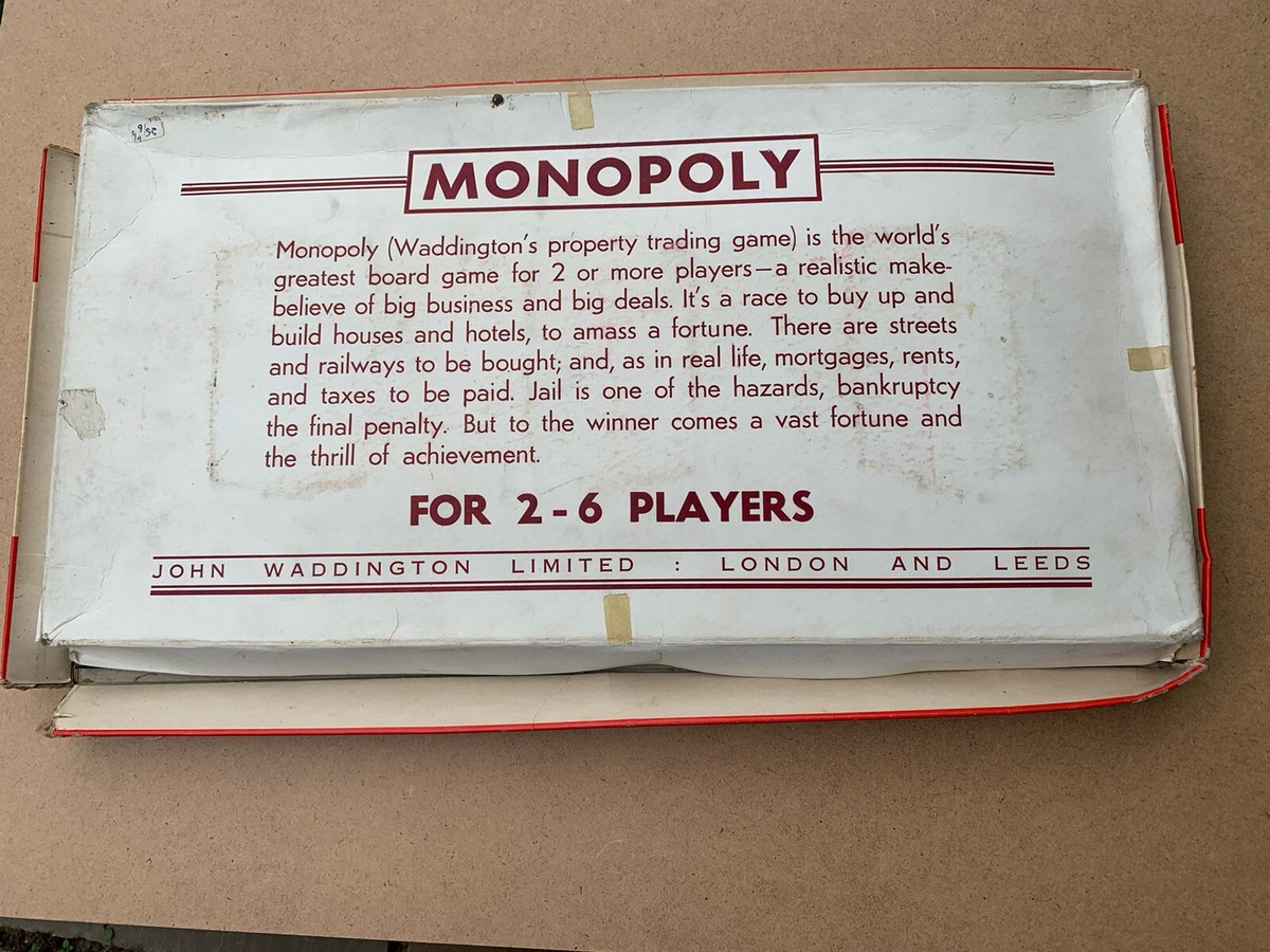 モノポリーページ Rare Vintage 1957-1960 Monopoly Board Game Patent Ref 711