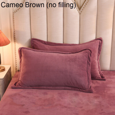 Solid Fluffy Coral Fleece Bedding Pillow Case Cover Bedroom Living Room  Pair