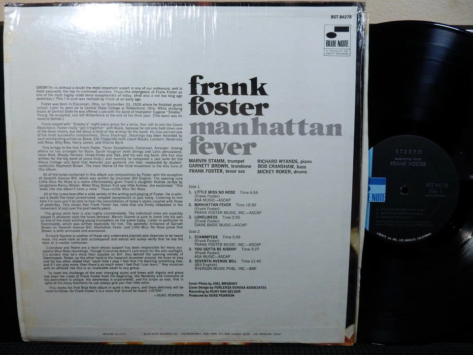 FRANK FOSTER Manhattan Fever LP BLUE NOTE BST 84278 STEREO Jazz Foto 2 de 4