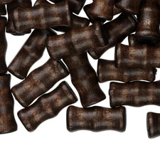 Bead, 500 Dark Brown Chinese Leaf Box Wood 16x7mm Bamboo Tube with 2.5-3mm Hole