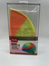 TYR Tie Dye Pink / Orange / Yellow Silicone Swim Swimming Cap Youth Age 10