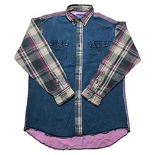 Vtg Wrangler Shirt Mens 16.5 X 35 Button Front Flannel Sleeves X Long Tails