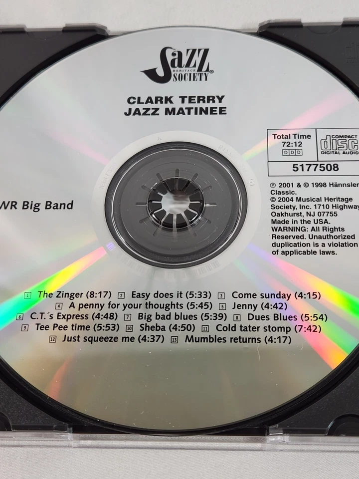 Clark Terry: Jazz Matinee (CD) Disc NEAR MINT Swing Bop Big Band FREE Ship Foto 3 de 4