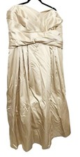 David's Bridal Prom Long Dress Champagne Color Strapless Satin Bridesmaid Gown