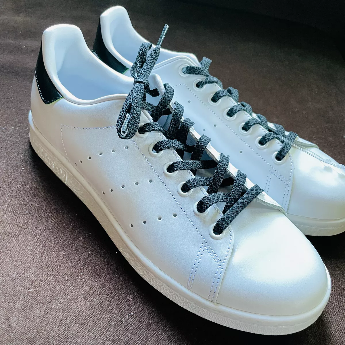 Adidas Womens Stan Smith Custom White/Black Fashion Sneaker Size 9