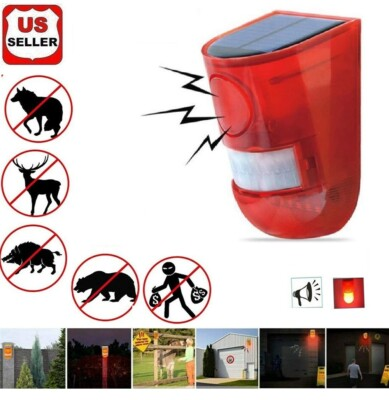 #ad Solar Alarm LED Light Solar Strobe Light Wireless Motion Sensor Detector Outdoor $11.96