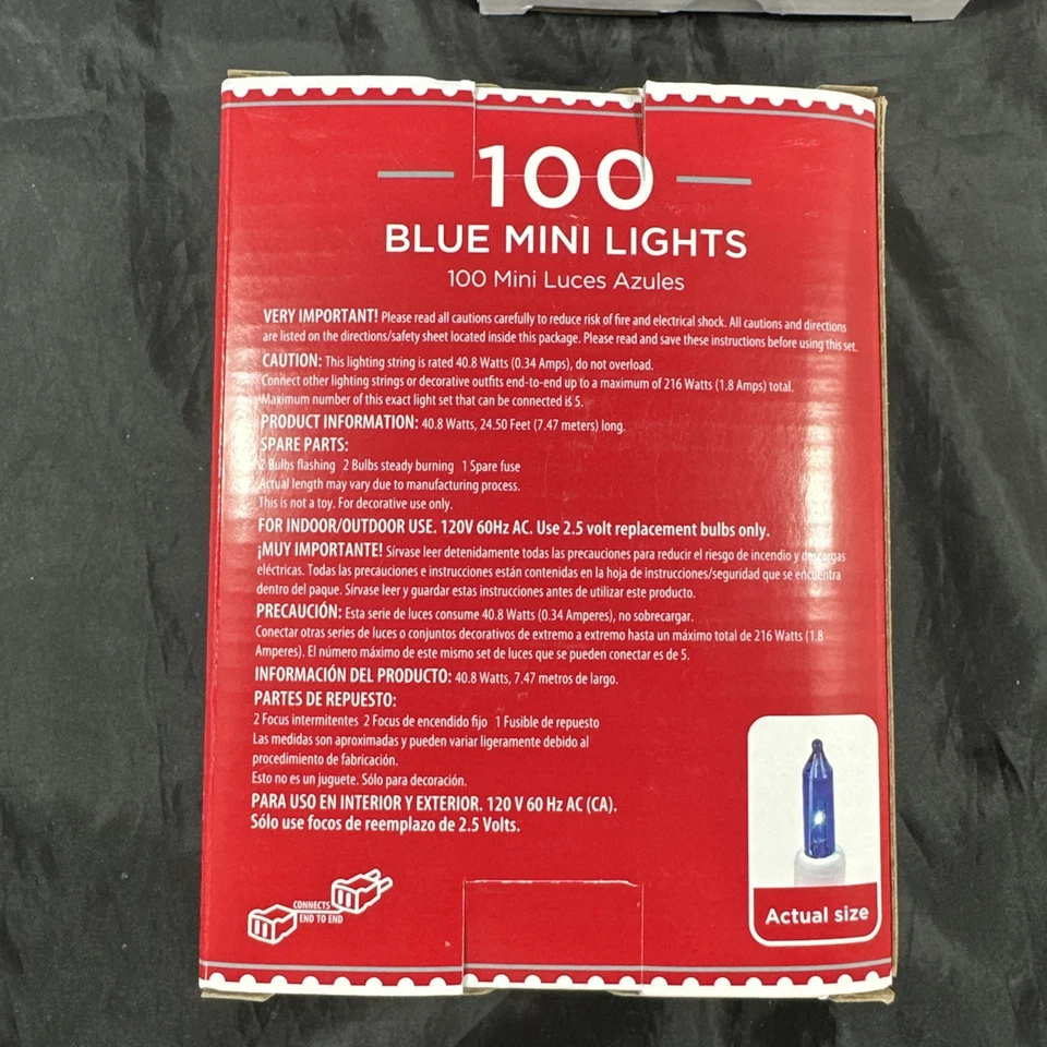 LOT of 4 Holiday Time 100 Blue Mini Christmas Wedding Lights 24.5ft White Wire - Image 4 of 4