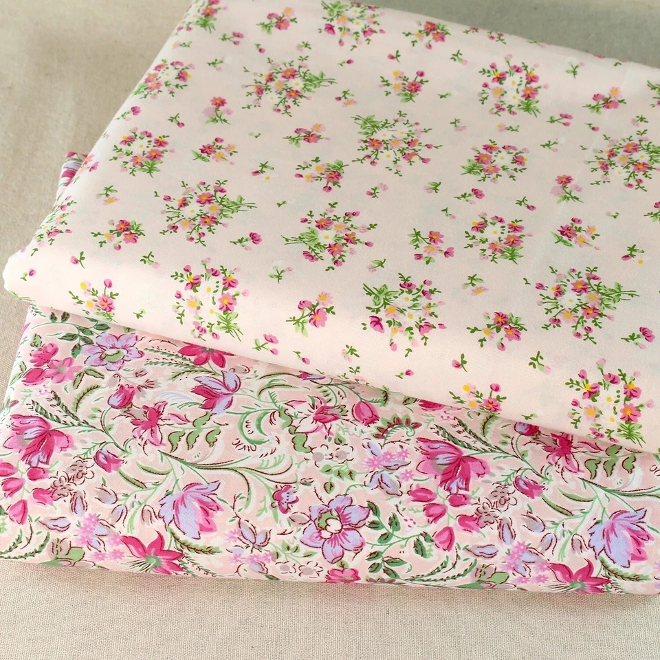 12 Pink Floral Fat Quarter Cotton Fabric Squares Bundle, Quilting Patchwork - Image 2 of 4