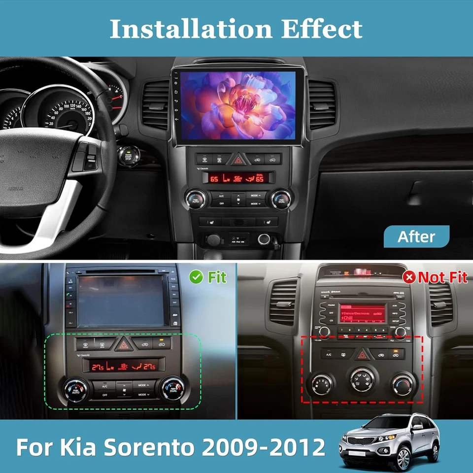 10" Car Stereo GPS Radio for Kia Sorento 2009-2013 Carplay Android 13 Navi Wifi Foto 3 de 4