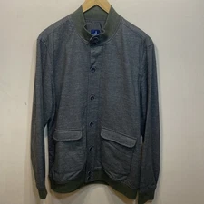 Johnnie O Bomber Jacket Mens L Green Button Up Outdoors Flex Wool Blend Bronson