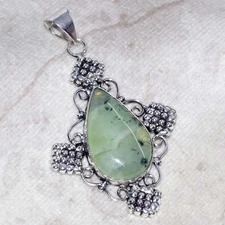 New Arrival Moss Prehnite Ethnic Pendant Gemstone Jewelry Size 2" JW