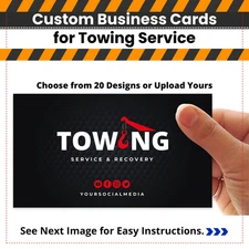 1000 Custom Towing Business Cards, Free Design, 14pt Cardstock,Same day Shipping