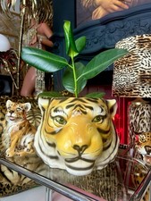 1960’s Hollywood Regency HUGE  Portugal Ceramic Bengal Tiger Planter