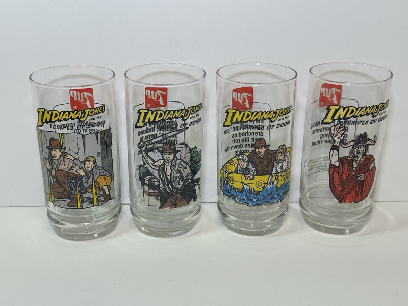 Indiana Jones Temple of Doom Collectible Burger King Glasses Set of 4