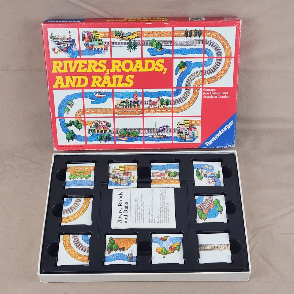 VINTAGE Ravensburger Rivers Roads and Rails COMPLETE 1984 Matching Game Kids Fun - Image 3 of 4