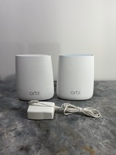 Netgear Orbi RBR20 WiFi 5 Tri-Band Router and RBS20 Add-On Satellite w/Adapters