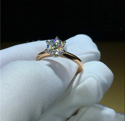 2 Ctw Round Brilliant Moissanite Solitaire Engagement Ring 14k Multi Gold Plated