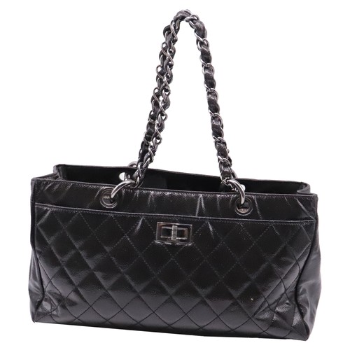 Chanel 2.55 Reissue Chain Tote Bag In  Patent Leather Women Black One Size