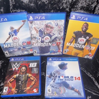  PlayStation 4 Sports Game Lot Madden 16,171,19 WWE18 MLB14 PS4 