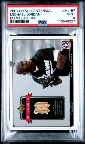 2001 UPPER DECK MICHAEL JORDAN MINOR CENTENNIAL GAME BAT MJ-B7 SALUTE PSA 9 8327