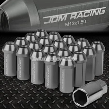 JDM CLOSED-END ALUMINUM GUN METAL 20 LUG NUTS SET+KEY M12X1.5 25MM OD/50MM TALL