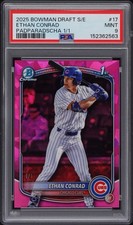 2025 Bowman Chrome Draft Sapphire Padparadscha 1/1 Ethan Conrad Cubs PSA 9