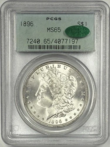 1896 Morgan Silver Dollar $1 PCGS & CAC MS65 ‼️VINTAGE OGH/OLD GREEN HOLDER‼️