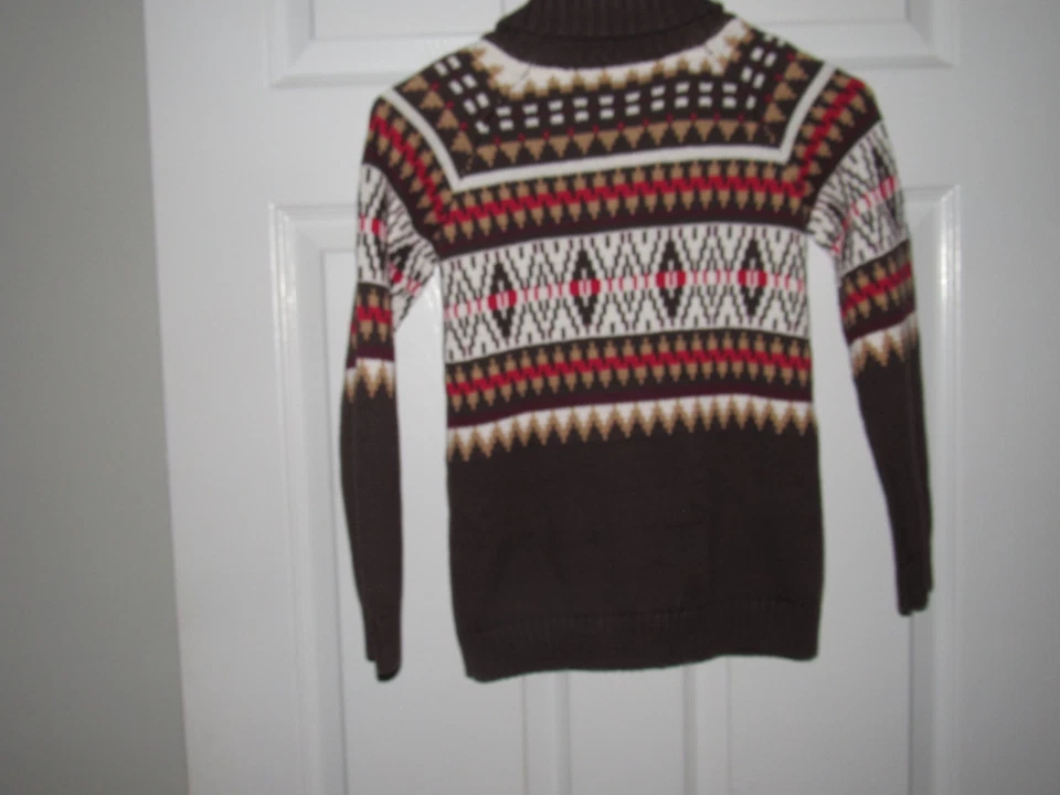 NWT New GYMBOREE Boy's Sz 6 Cardigan Sweater Shawl Collar Brown Tan Red Cotton - Image 3 of 4