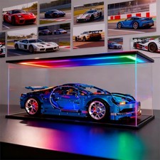 Car Display Case Acrylic RGB LED Light 1/24 Rack Nascar Model Diecast Clear Box