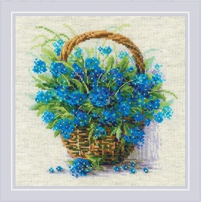 Riolis Counted Cross Stitch Kit Forget Me Nots in a Basket R2170