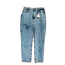 Boohoo Size 12 NWT Tall Light Acid Wash Mom Jeans