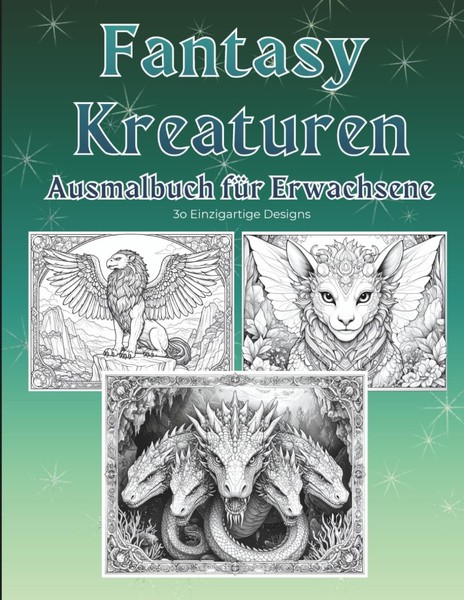 Ausmalbuch Erwachsene Fantasy Kreaturen 30 Designs Entspannung Malbuch-image